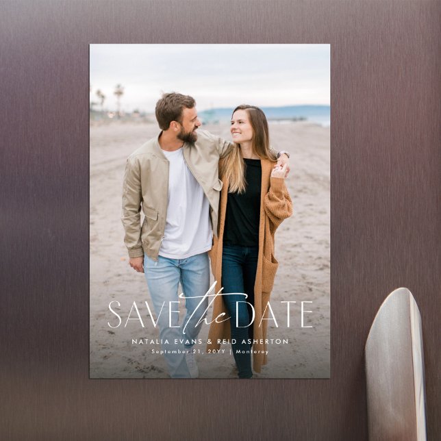 Convite Simples e moderno save the date vertical com foto (Criador carregado)