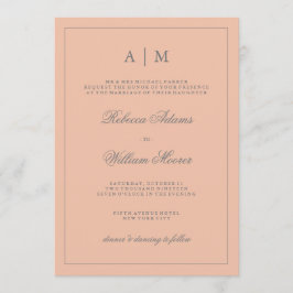 Convite Simples Elegante De Casamento Cor-de-Rosa