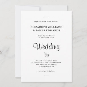 Convite Simples Elegante Para Casamento Minimalist