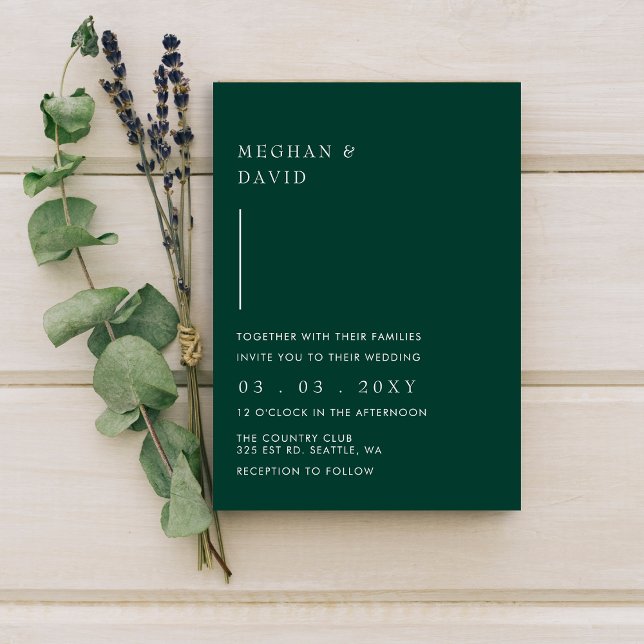 Convite Simples Emerald Green Casamento (Criador carregado)