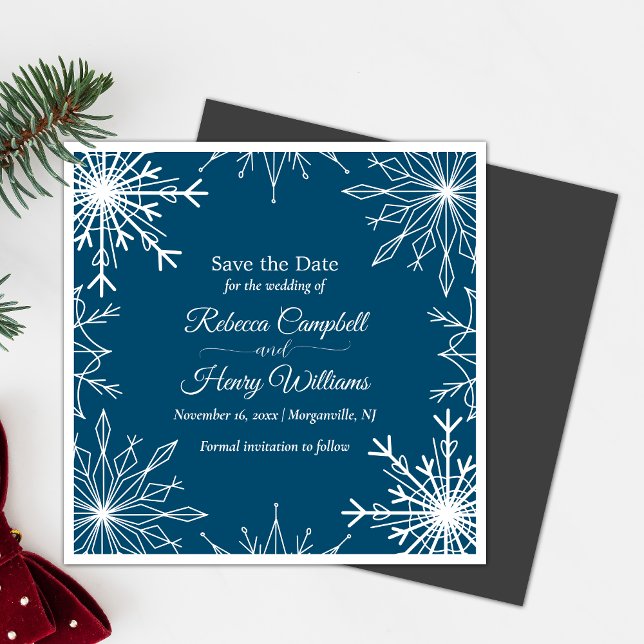 Convite Simples Flocos De Neve De Inverno Salvem A Data Ca (Magnetic invites stick to any metal, ensuring guests remember your special day with ease.)