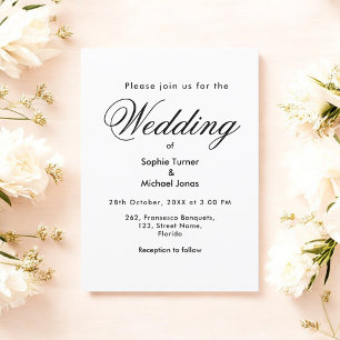 Convite Simples Minimalista Preto para Casamento