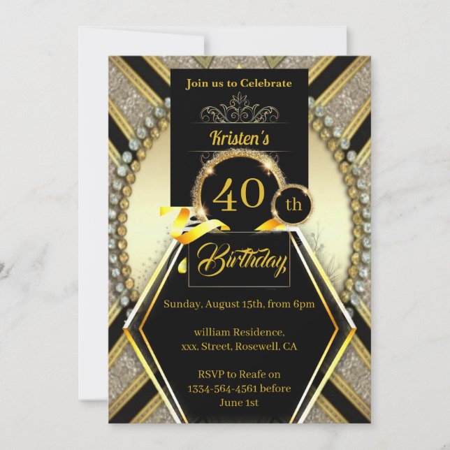 Convite simples para aniversário de 40 anos (Frente)