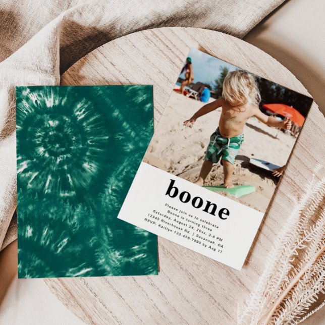 Convite Simples Para Aniversário De Foto | Tie Dye (Criador carregado)