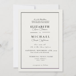 Convite Simples para Casamento Branco e Negro Mode