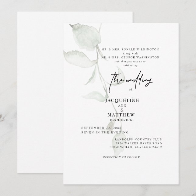 Convite Simples Para Casamento De Ambos Os Pais (Frente/Verso)