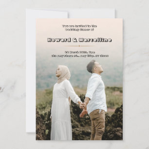 Convite Simples para Casamento de Beige com Imagem