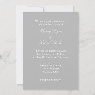 Convite Simples Para Casamento De Cinzas Brancas D