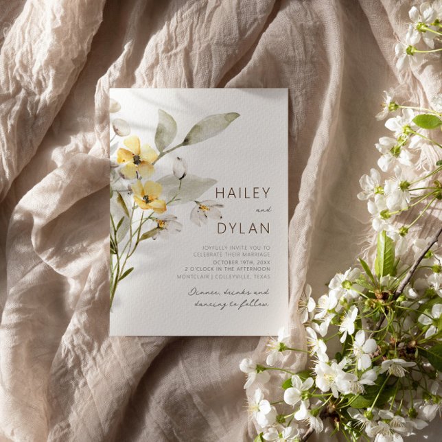 Convite Simples Para Casamento De Flor Selvagem (Criador carregado)