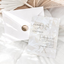 Convite Simples para Casamento de Marfim Moderno