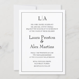 Convite Simples para Casamento de Monograma Modern