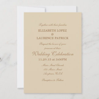 Convite Simples Para Casamento De Tan Beige Brown