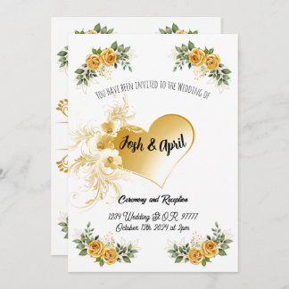 Convite simples para casamento Dourado