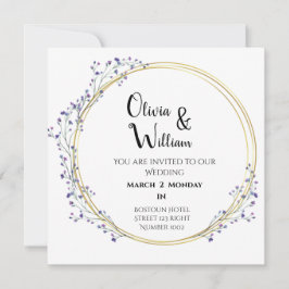 Convite simples para casamento floral