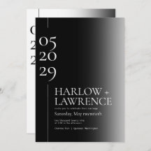 Convite Simples Para Casamento Preto E Branco