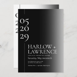 Convite Simples Para Casamento Preto E Branco