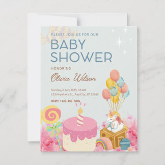 Convite Simples Para Chá De Bebê Rosa Rosa Branca