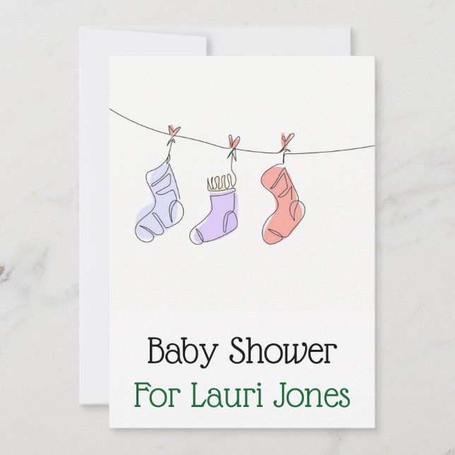 Convite simples para chás de fraldas de barato bon (Frente)