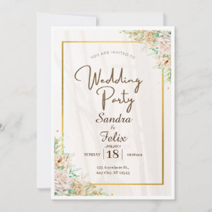 Convite simples para Festas de casamento Beige Bro