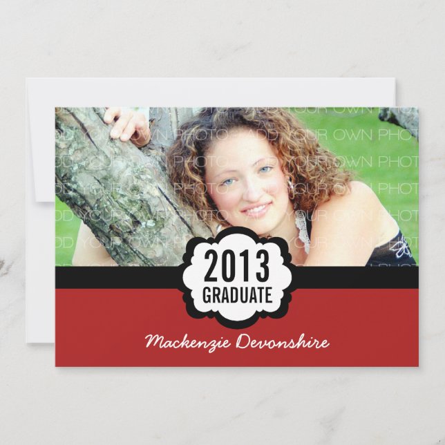 Convite Simples Para Graduação De Chic, Vermelho (Frente)