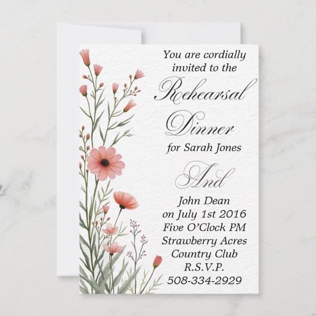 convite simples para jantar de ensaio (Frente)