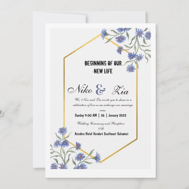 Convite Simples, Tamanho: 12,7 cm x 17,8 cm, Papel (Frente)