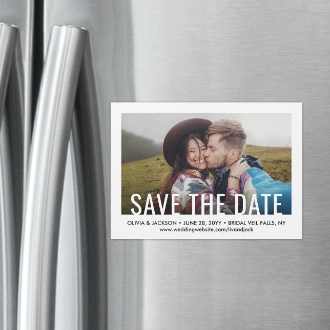Convite Simples Tipografia com uma Foto de Casamento Save  (Criador carregado)
