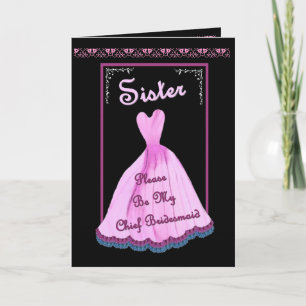 Convite SISTER Chief Bridesmaid Invitation - PINK Gown