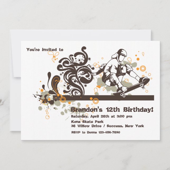 Convite Skateboarder (Frente)