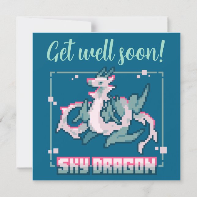 Convite Sky Dragon pixel art Get well soon (Frente)