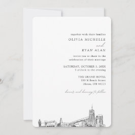 Convite Skyline Elegante para Casamento Akron