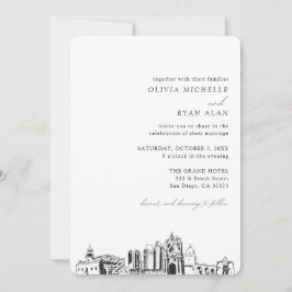 Convite Skyline Elegante para Casamento de San Die