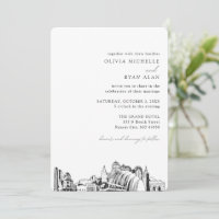 Convite Skyline Elegante para Casamento em Kansas