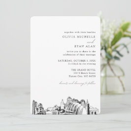 Convite Skyline Elegante para Casamento em Kansas