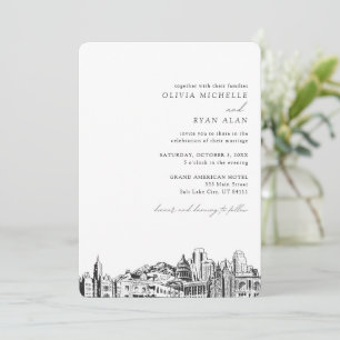 Convite Skyline Elegante para Casamento em Salt La