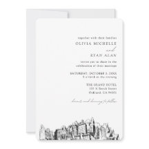 Convite Skyline Elegante para Casamento Oakland
