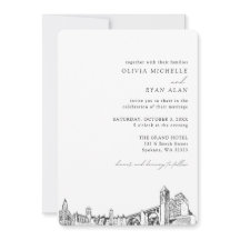 Convite Skyline Elegante para Casamento Spokane
