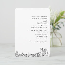 Convite Skyline Elegante para Casamento Spokane