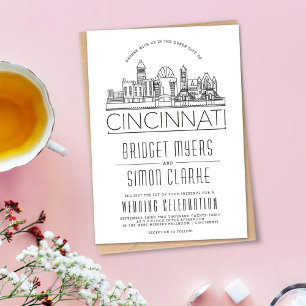 Convite Skyline Estilizado de Casamento Cincinnati