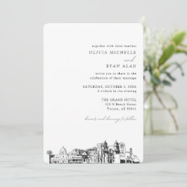 Convite Skyline Moderno Elegante para Casamento de