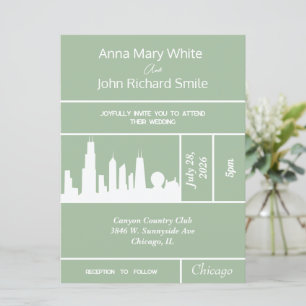 Convite Skyline para Cidade Elegante de Chicago Mo