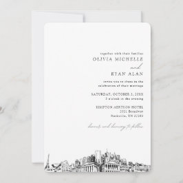 Convite Skyline Skyline para Casamento de Nashvill