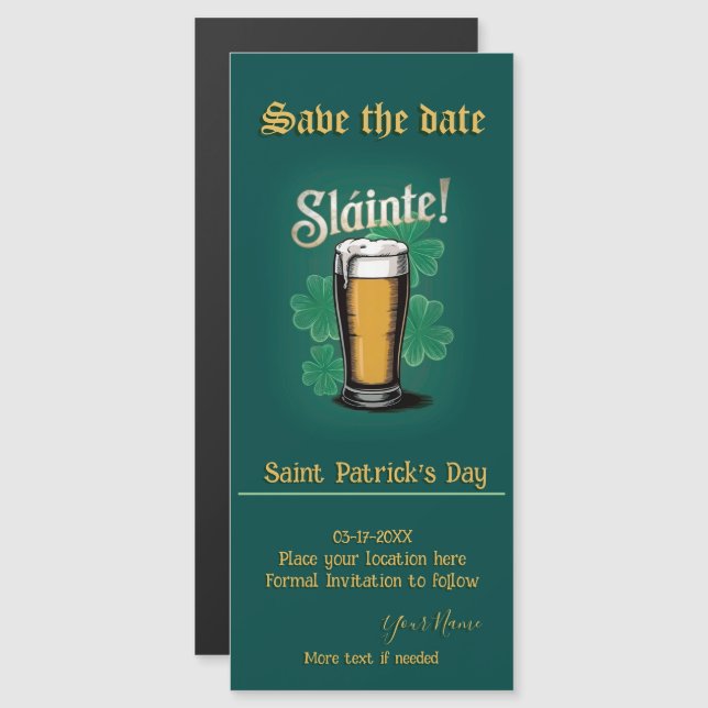 Convite Slàinte! Pint de Cerveja no Dia de São Patrício em (Frente/Verso)