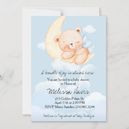 Convite Sleepy Bear Baby Shower Invitation 