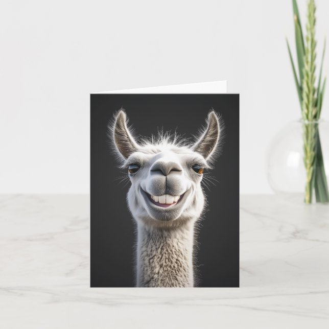 Convite Smiling Llama Close-up (Frente)