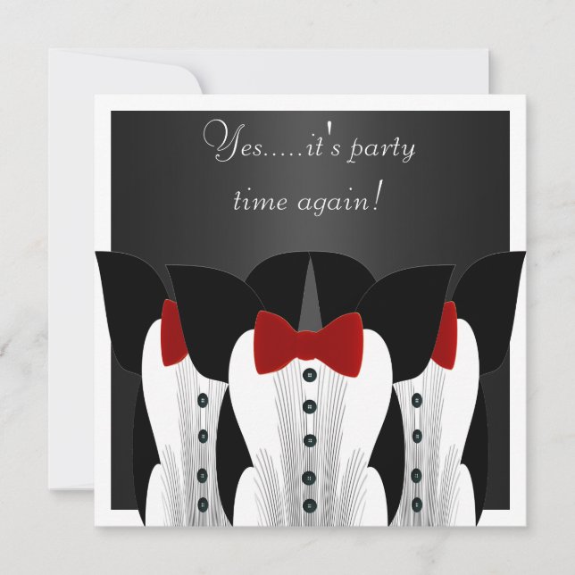 Convite Smoking Formal Terno Preto Gravata Vermelh (Frente)