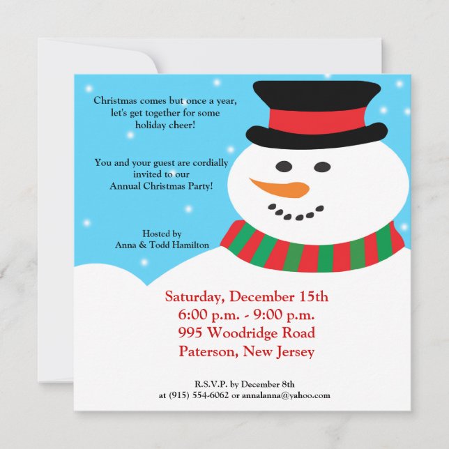 Convite Snowman 5x5 (Frente)