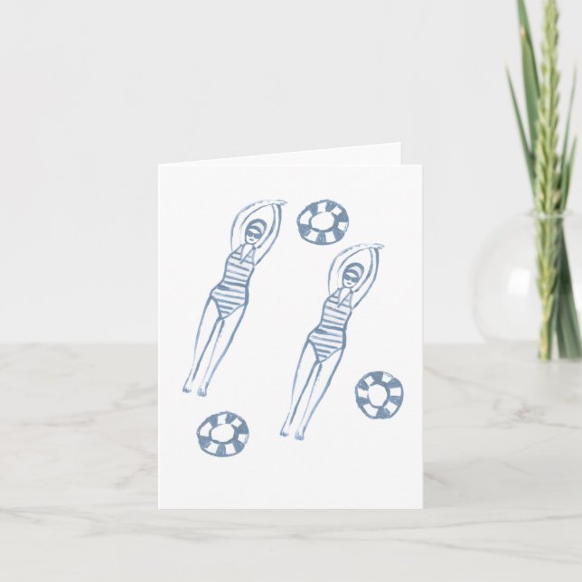 Convite Snychro Artista Swimmers Blue Illustration (Frente)