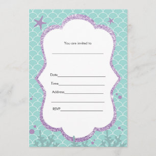 Convite Sob O Mar Preenchimento em Roxo Turquesa