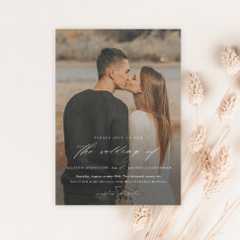 Convite Sobreposição de Foto de Roteiro Elegante Casamento